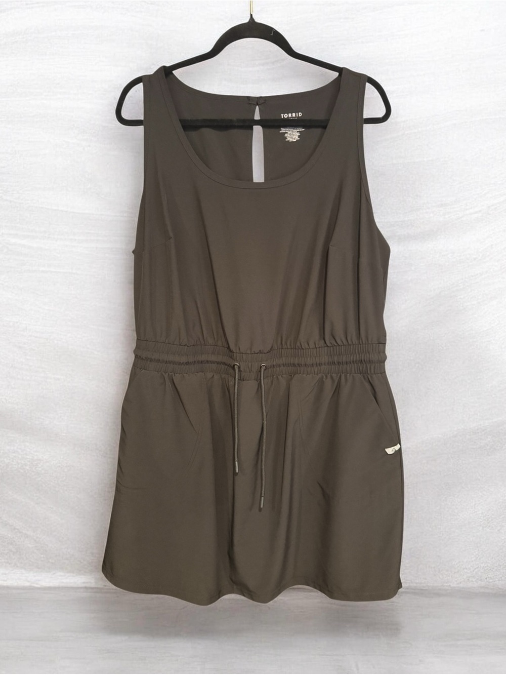 Torrid Black Drawstring Tank Dress with built in shorts